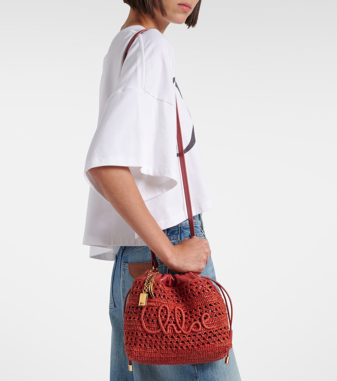 Chloé - Summer Banana Mini raffia shoulder bag