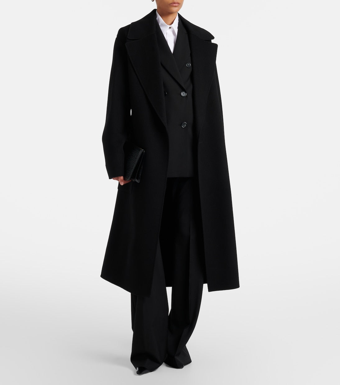 Sportmax - Belted oversized virgin wool wrap coat
