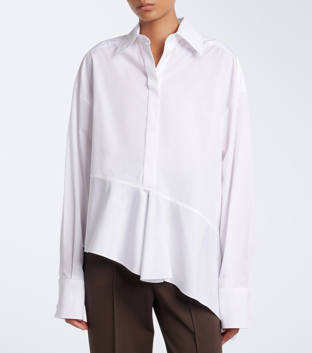 Sportmax - Asymmetric cotton poplin shirt
