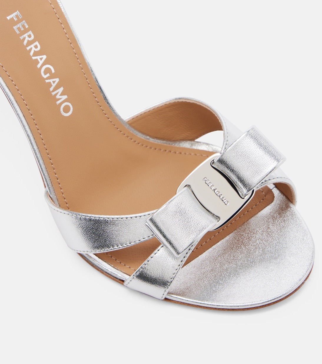 Ferragamo - Bow-detail metallic leather sandals