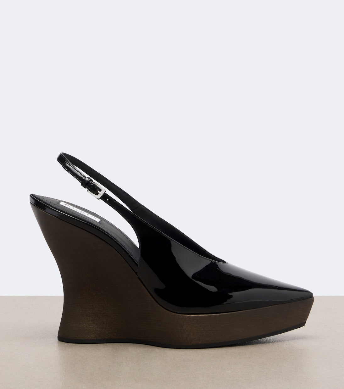 Alaïa - Patent leather wedge slingback clogs