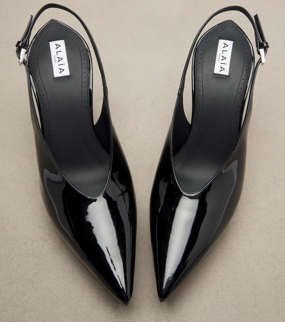 Alaïa - Patent leather wedge slingback clogs
