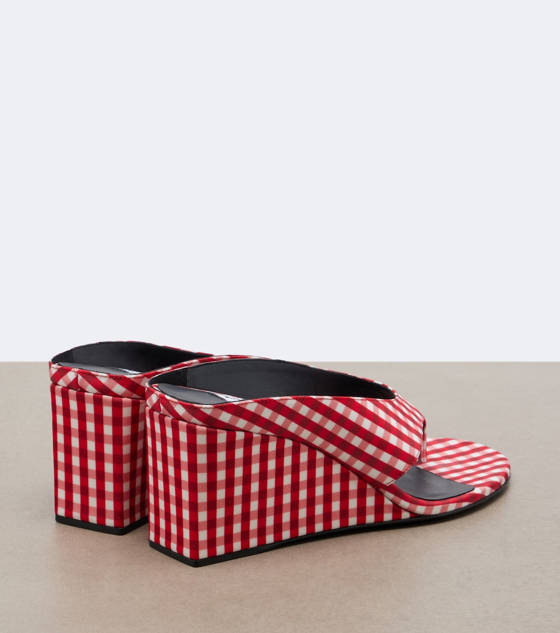 Alaïa - Cube gingham wedge thong sandals