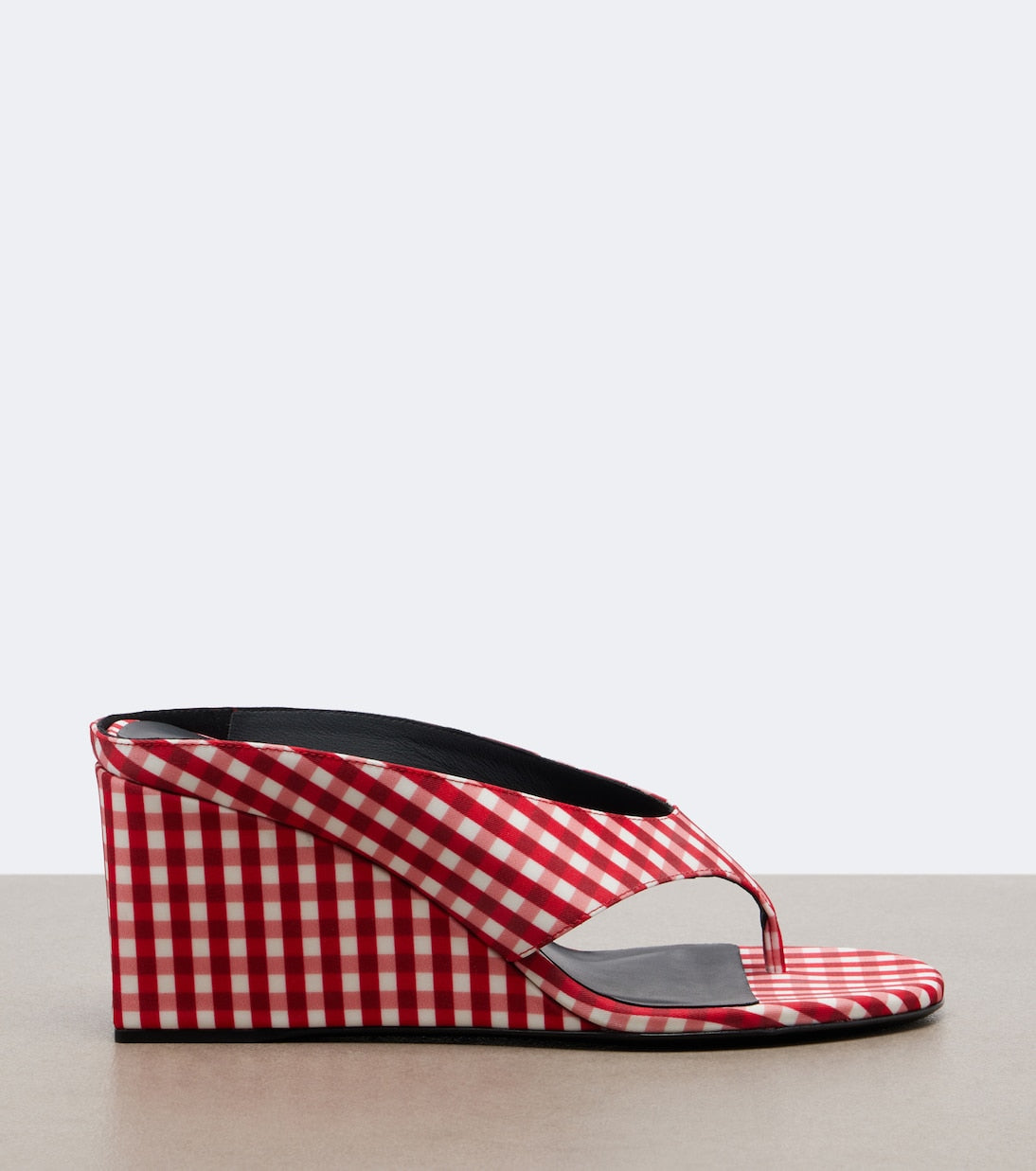 Alaïa - Cube gingham wedge thong sandals
