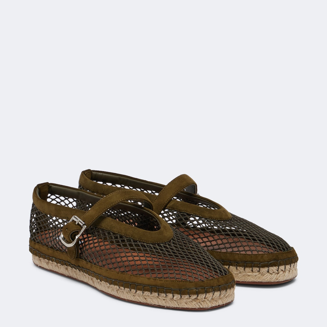 Alaïa - Suede-trimmed fishnet espadrilles