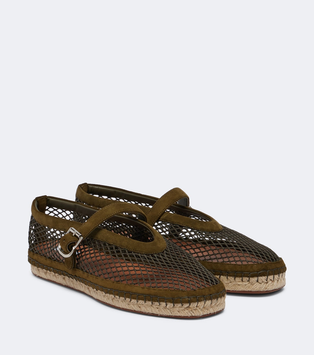 Alaïa - Suede-trimmed fishnet espadrilles
