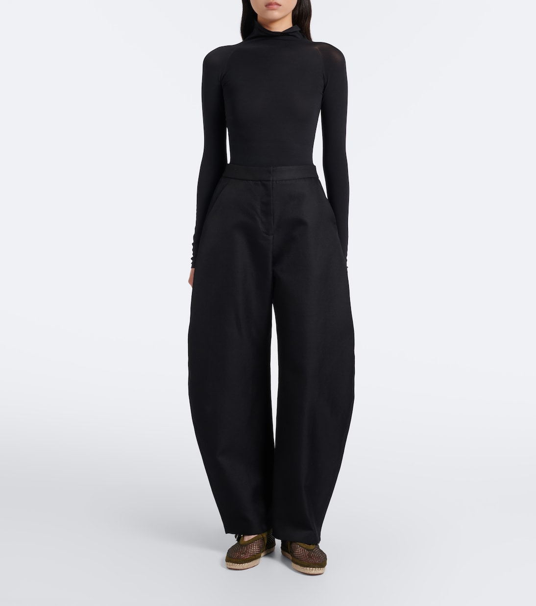 Alaïa - Suede-trimmed fishnet espadrilles