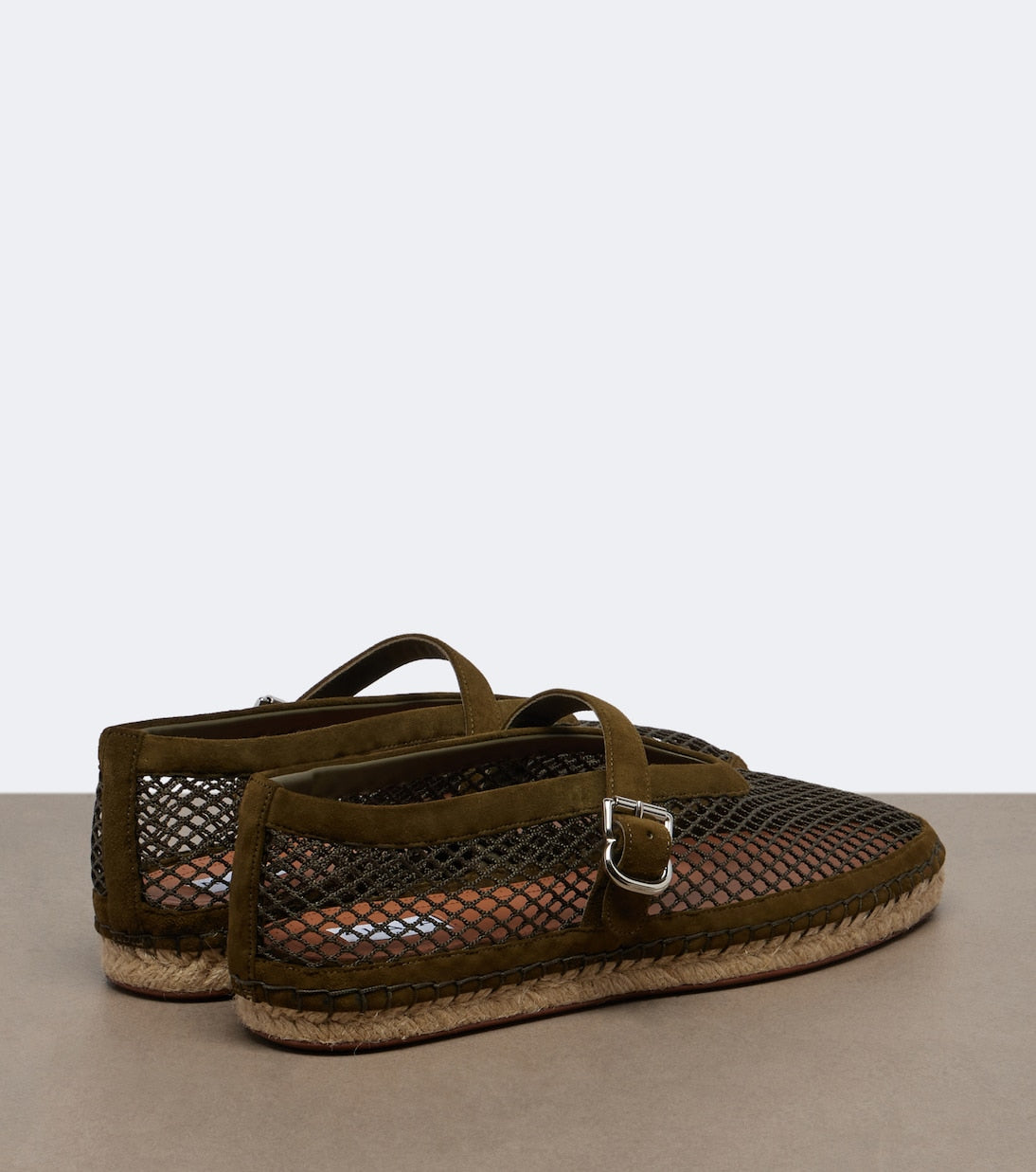 Alaïa - Suede-trimmed fishnet espadrilles