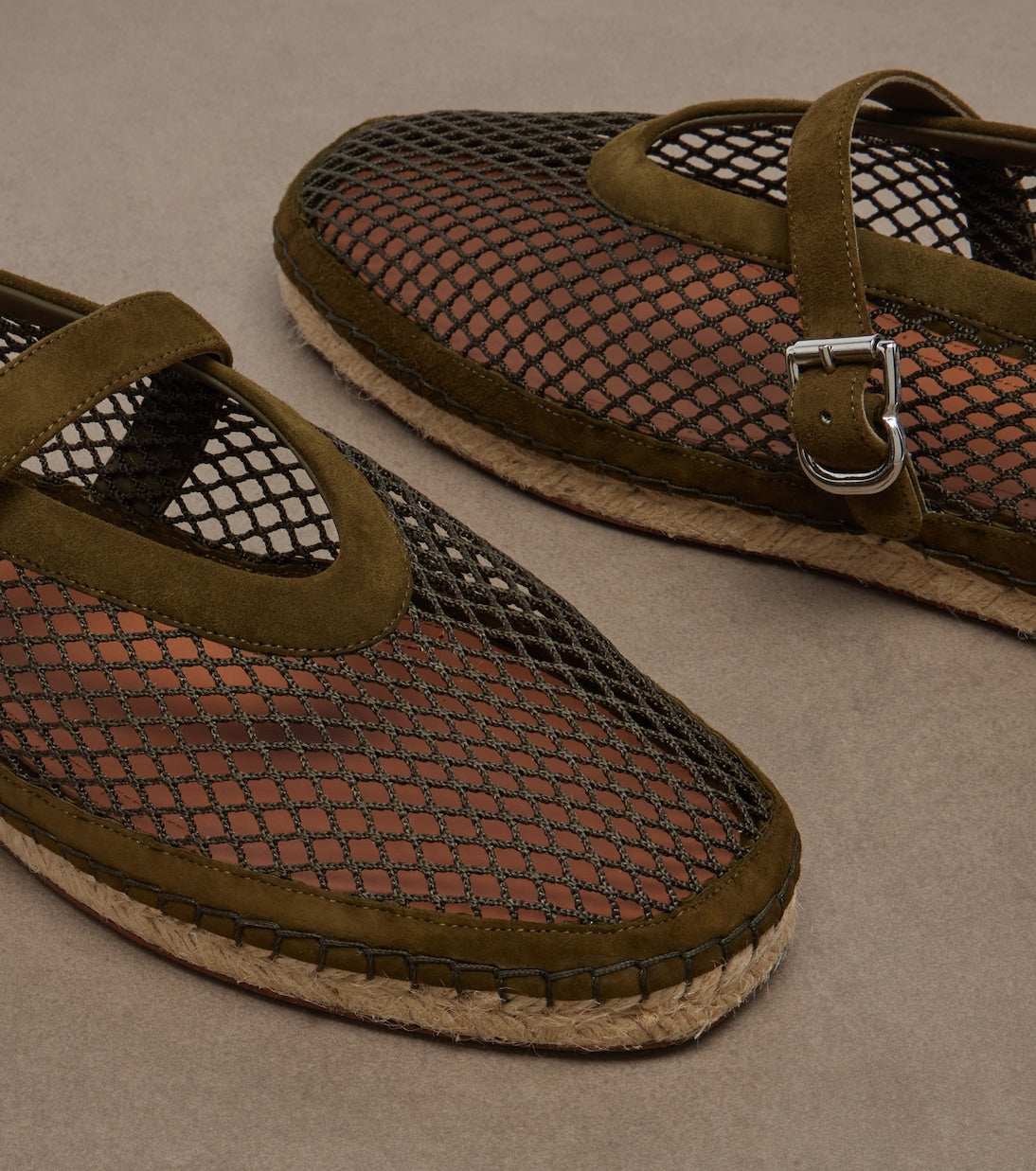 Alaïa - Suede-trimmed fishnet espadrilles