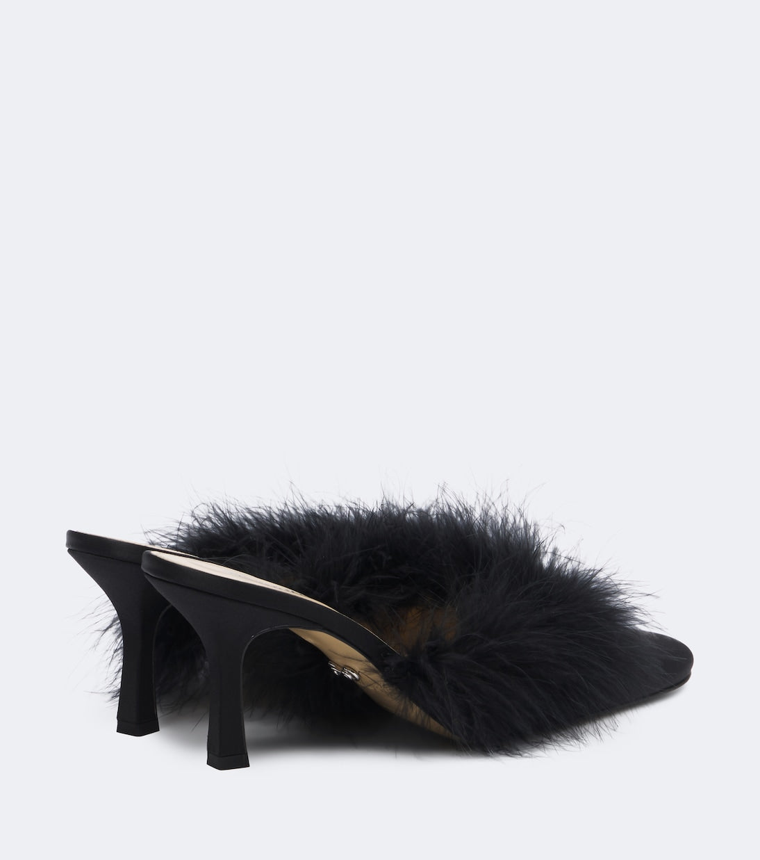 Mach & Mach - Carolyn feather-trimmed satin mules