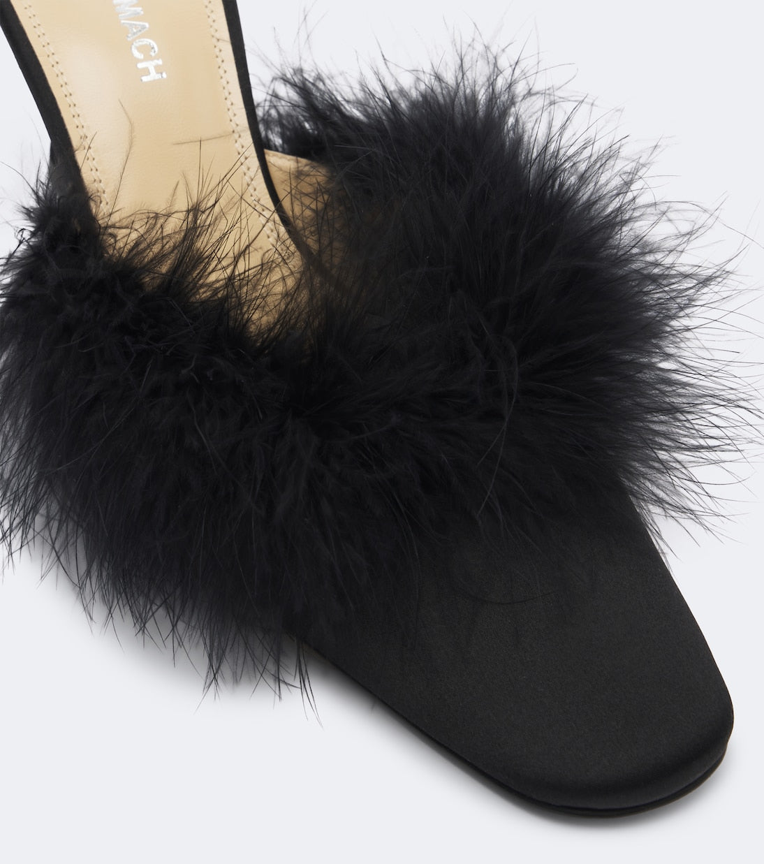 Mach & Mach - Carolyn feather-trimmed satin mules