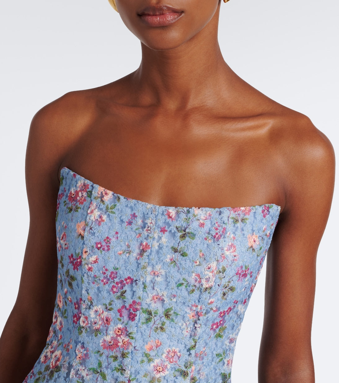 Markarian - Embroidered floral bustier cocktail dress