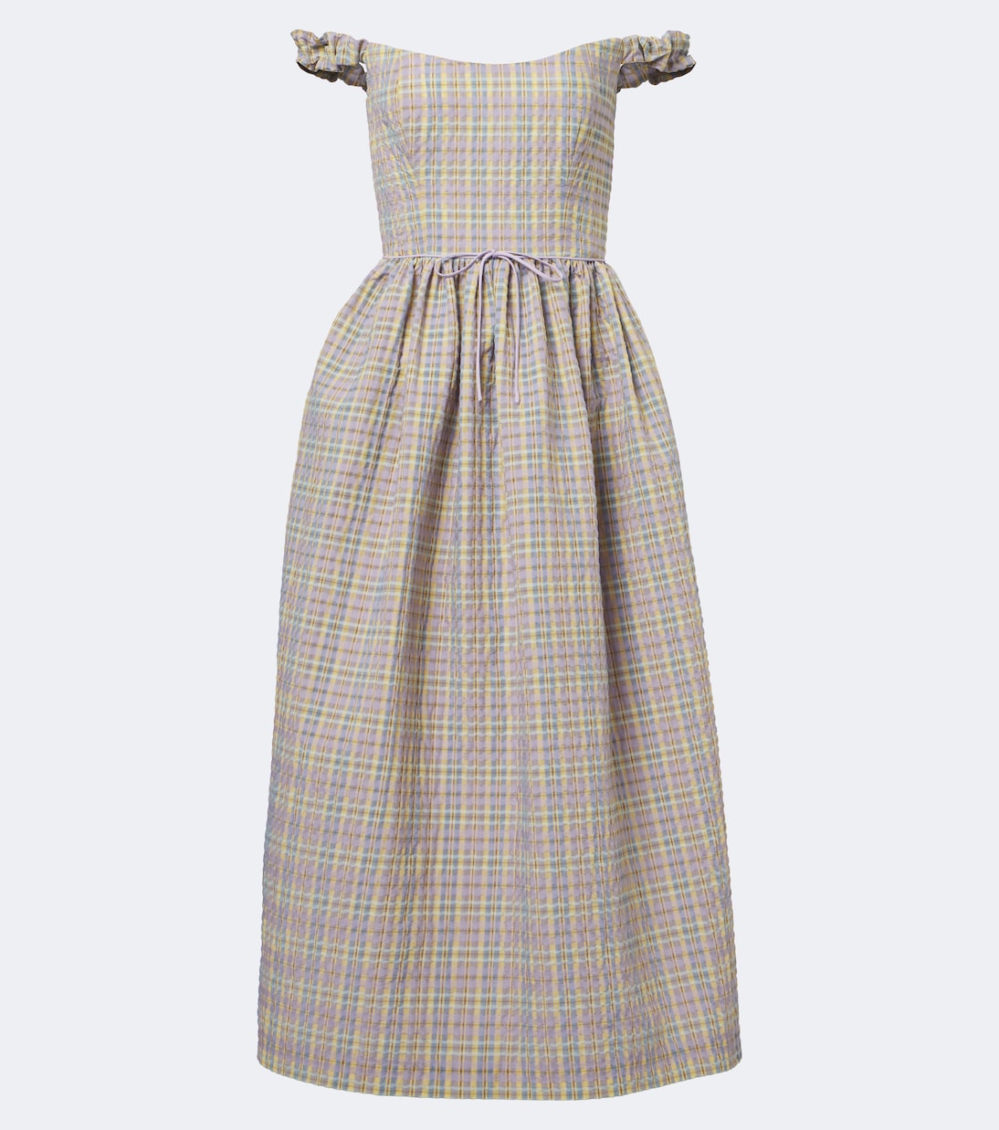 Markarian - Ginger off-shoulder seersucker bustier dress