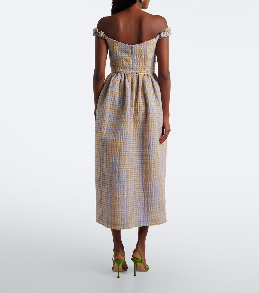Markarian - Ginger off-shoulder seersucker bustier dress