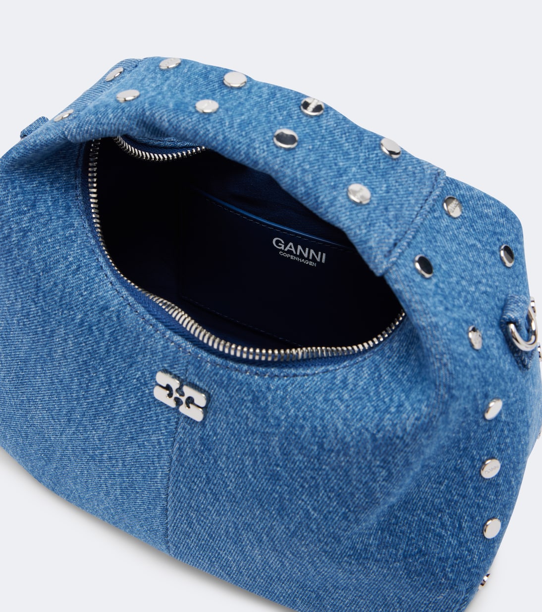 Ganni - Mini denim top-handle bag