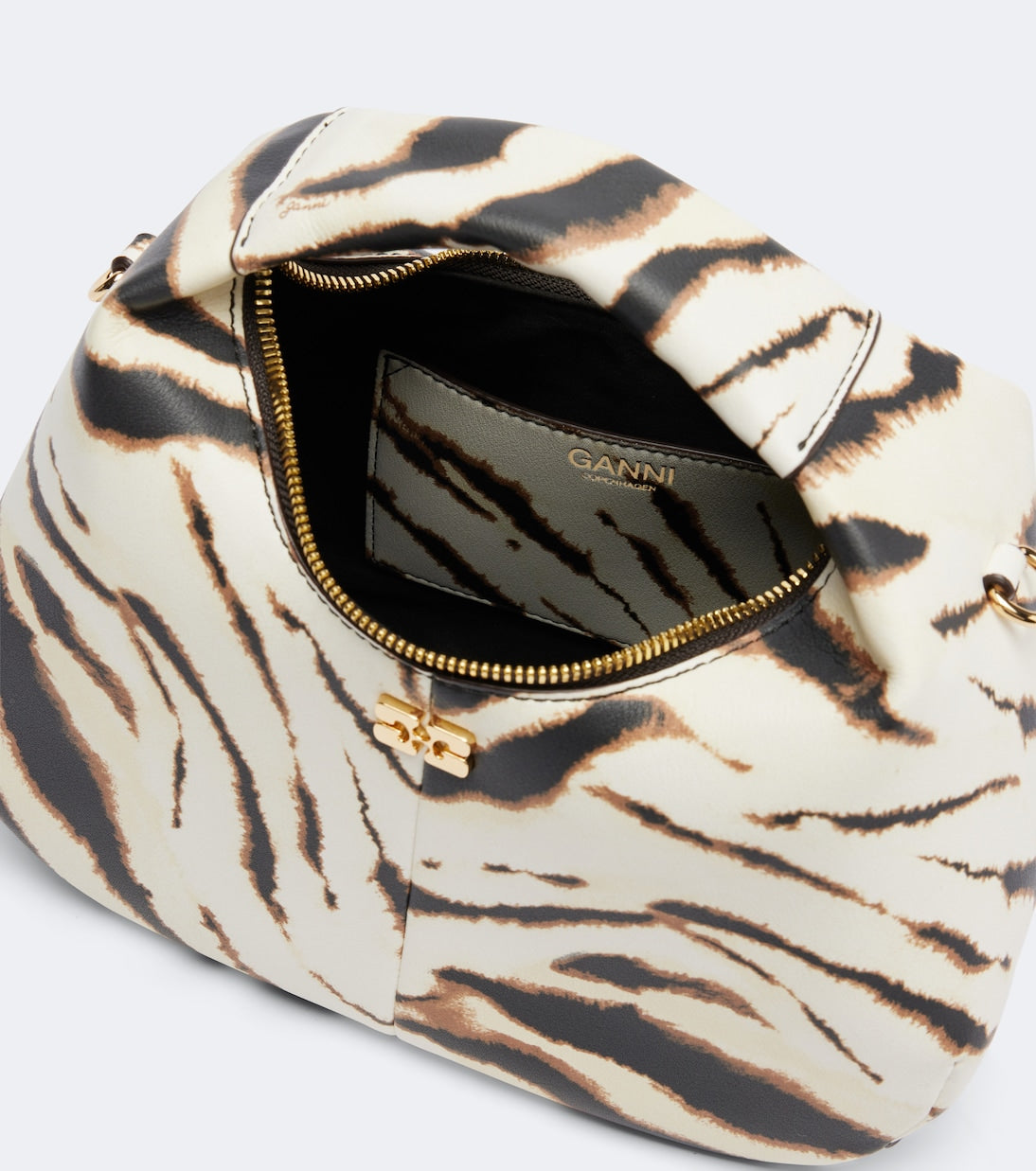 Ganni - Mini zebra-printed top-handle bag