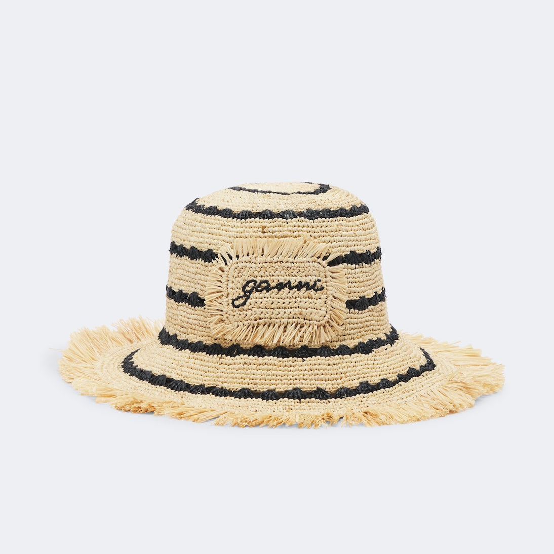 Ganni - Striped raffia bucket hat