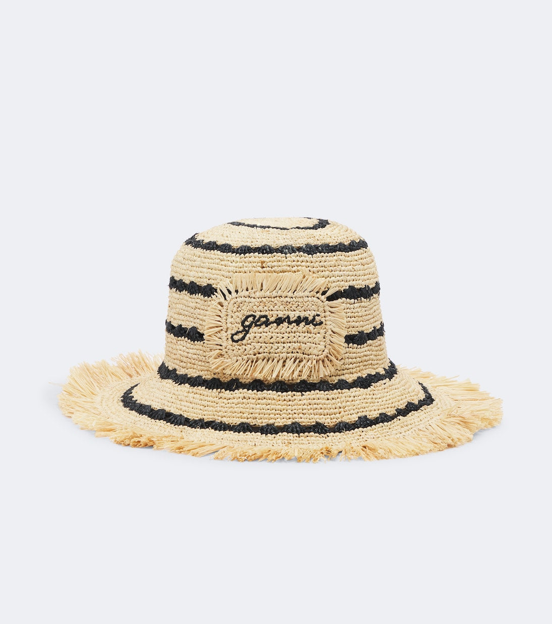Ganni - Striped raffia bucket hat