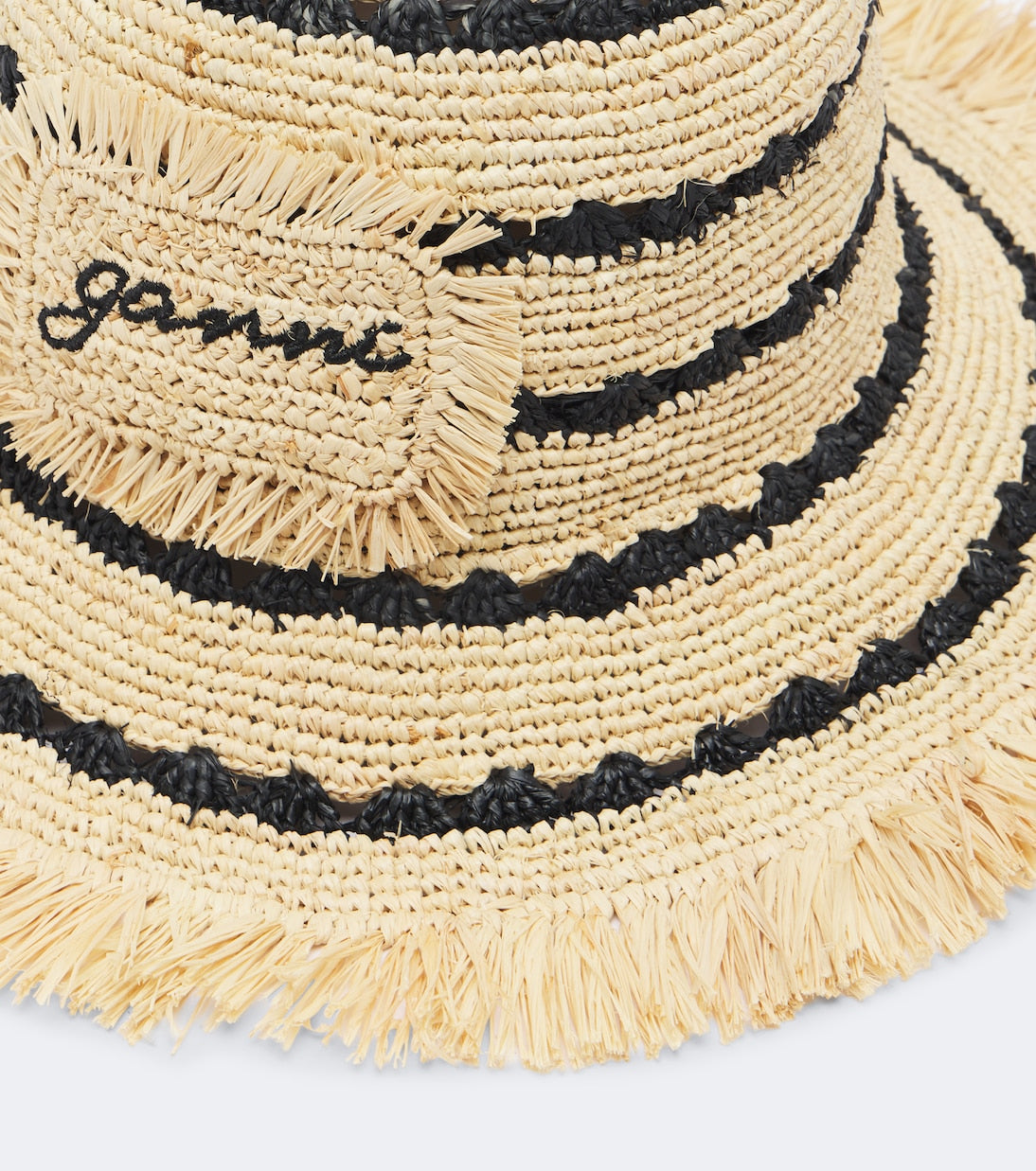 Ganni - Striped raffia bucket hat