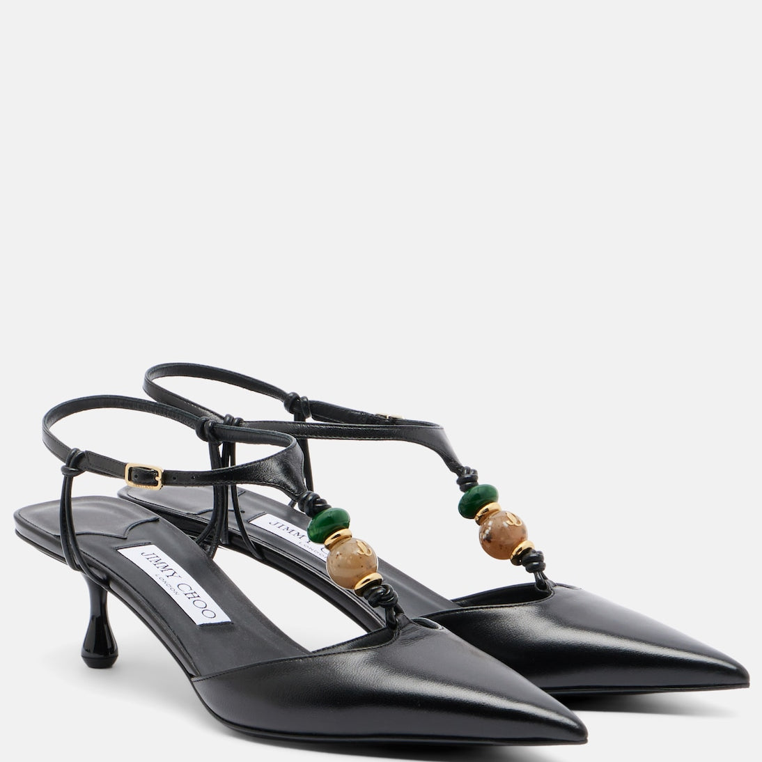 Jimmy Choo - Lauri embellished leather slingback pumps