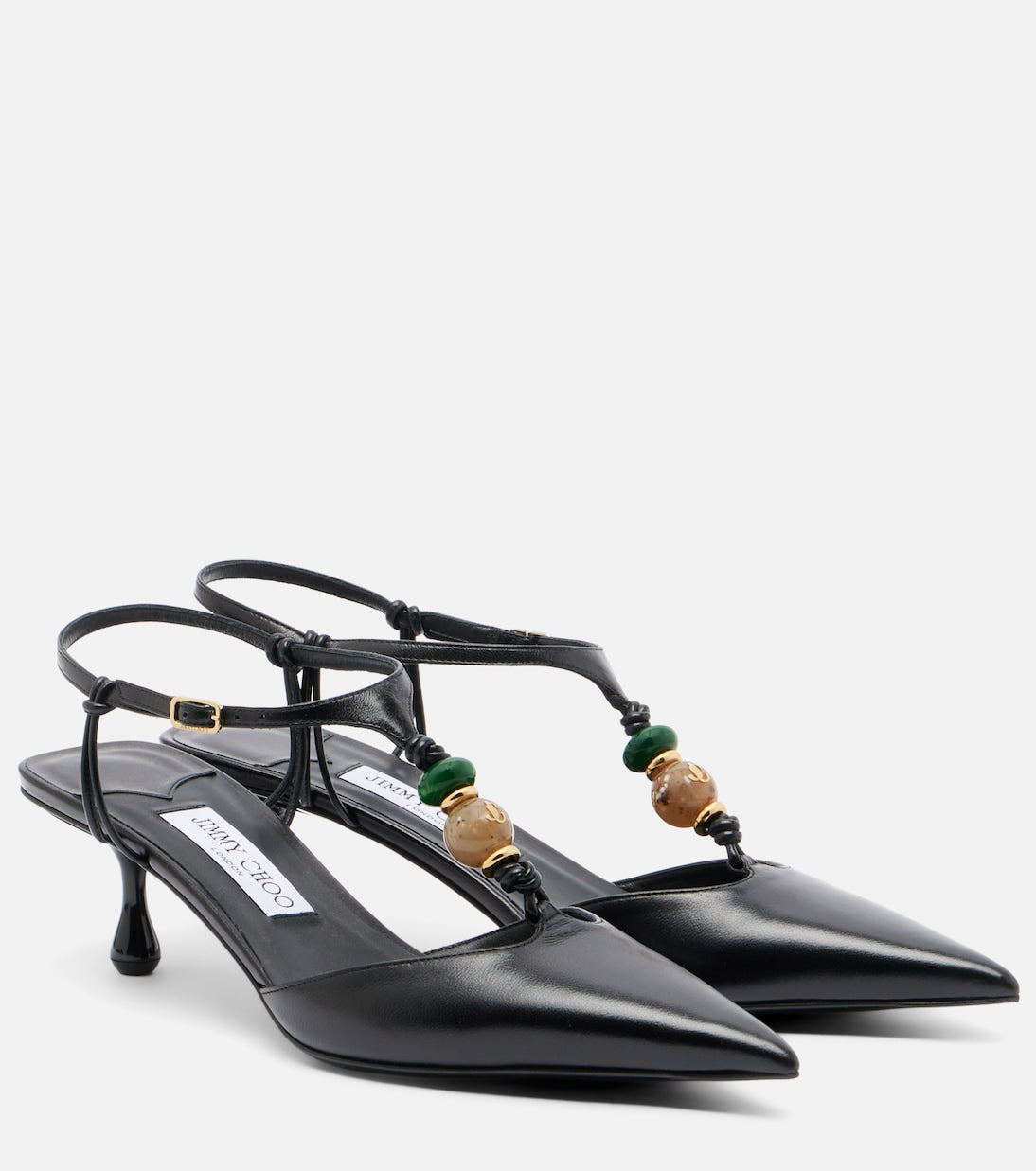 Jimmy Choo - Lauri embellished leather slingback pumps