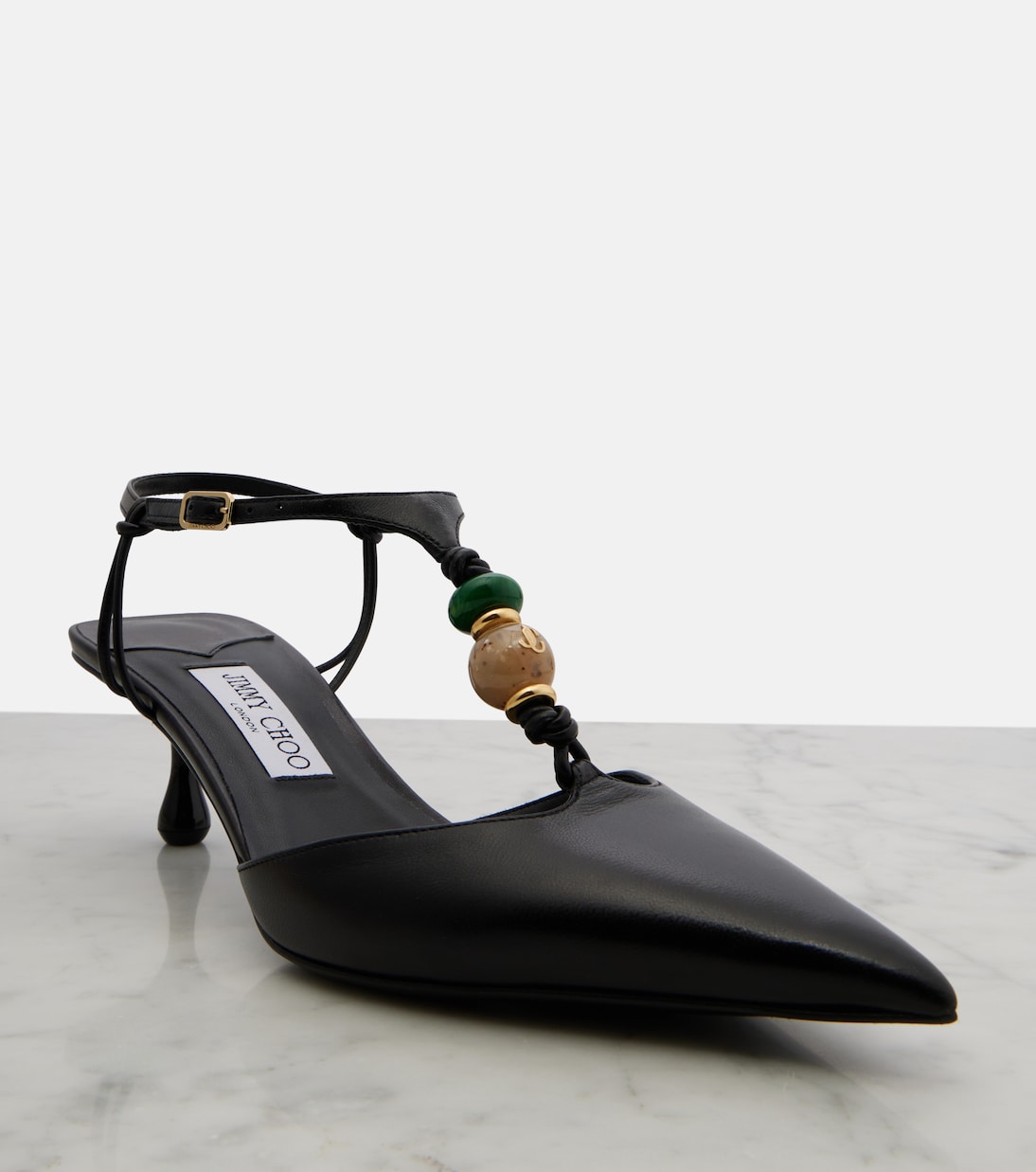 Jimmy Choo - Lauri embellished leather slingback pumps