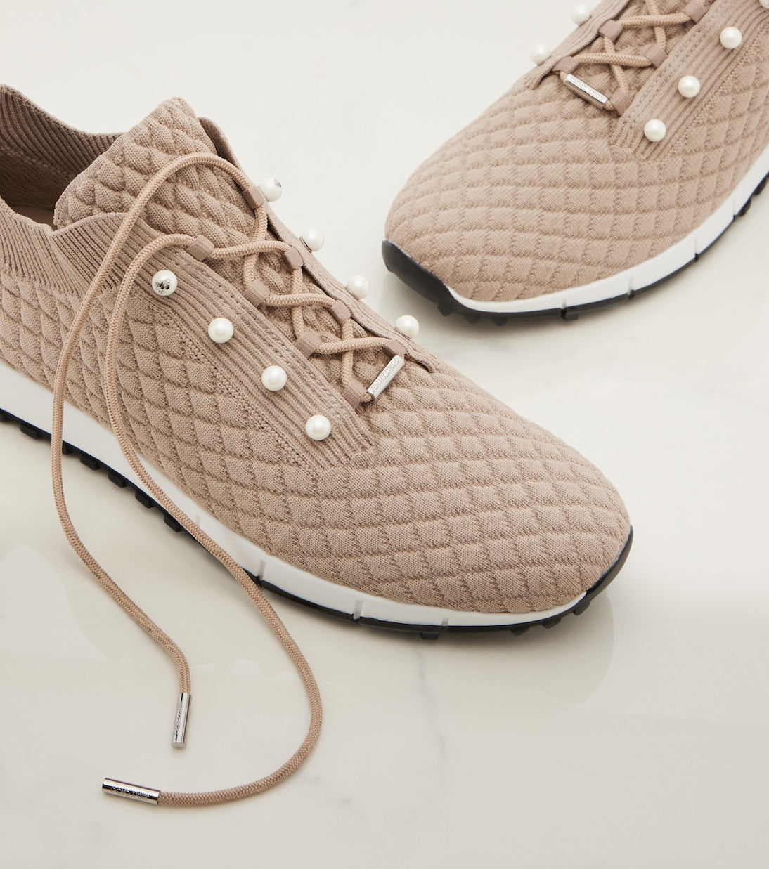 Jimmy Choo - Veles faux pearls embellished sneakers