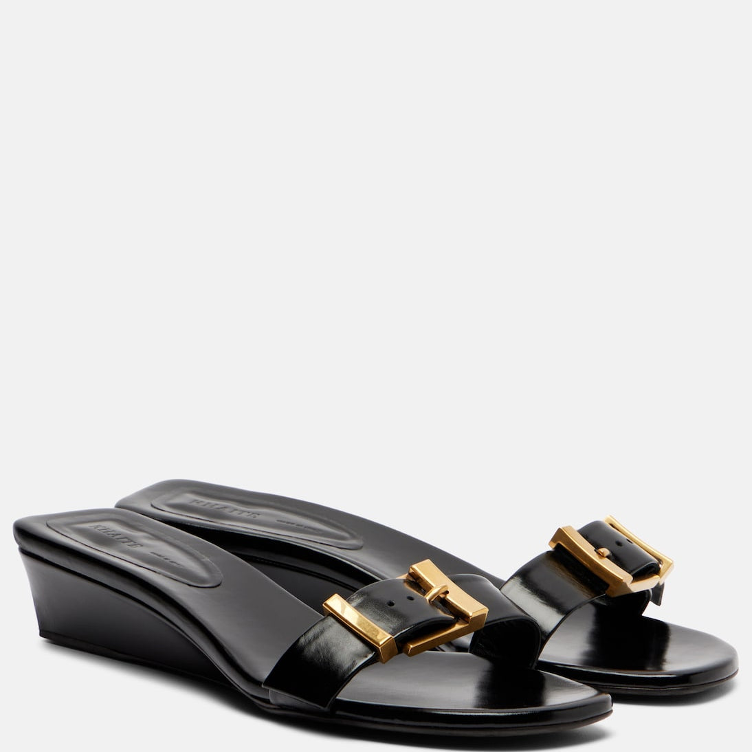 Khaite - Manhattan leather wedge mules