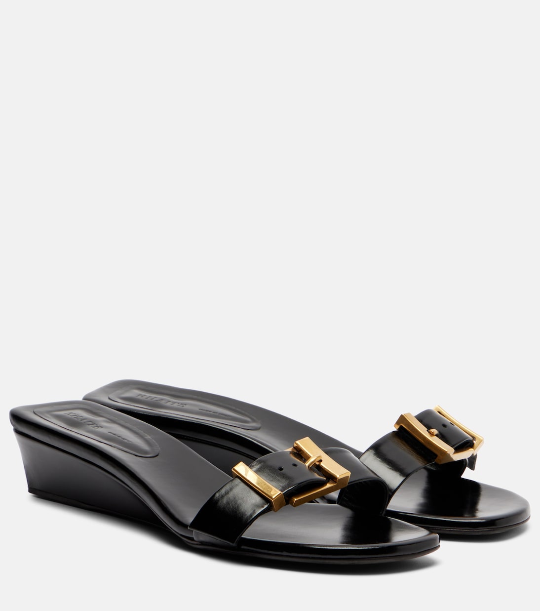 Khaite - Manhattan leather wedge mules