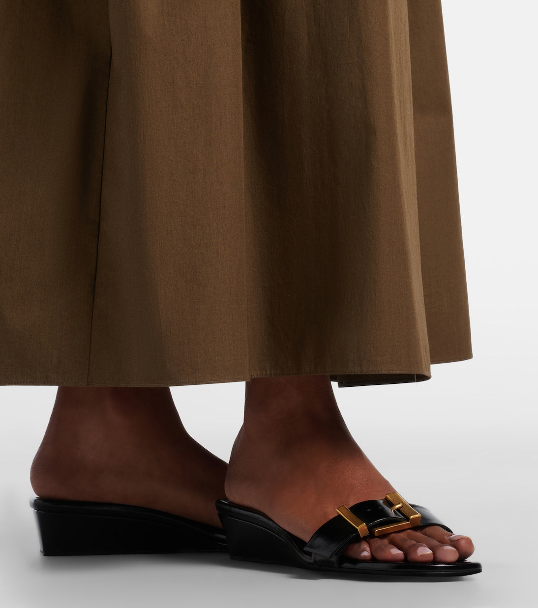 Khaite - Manhattan leather wedge mules