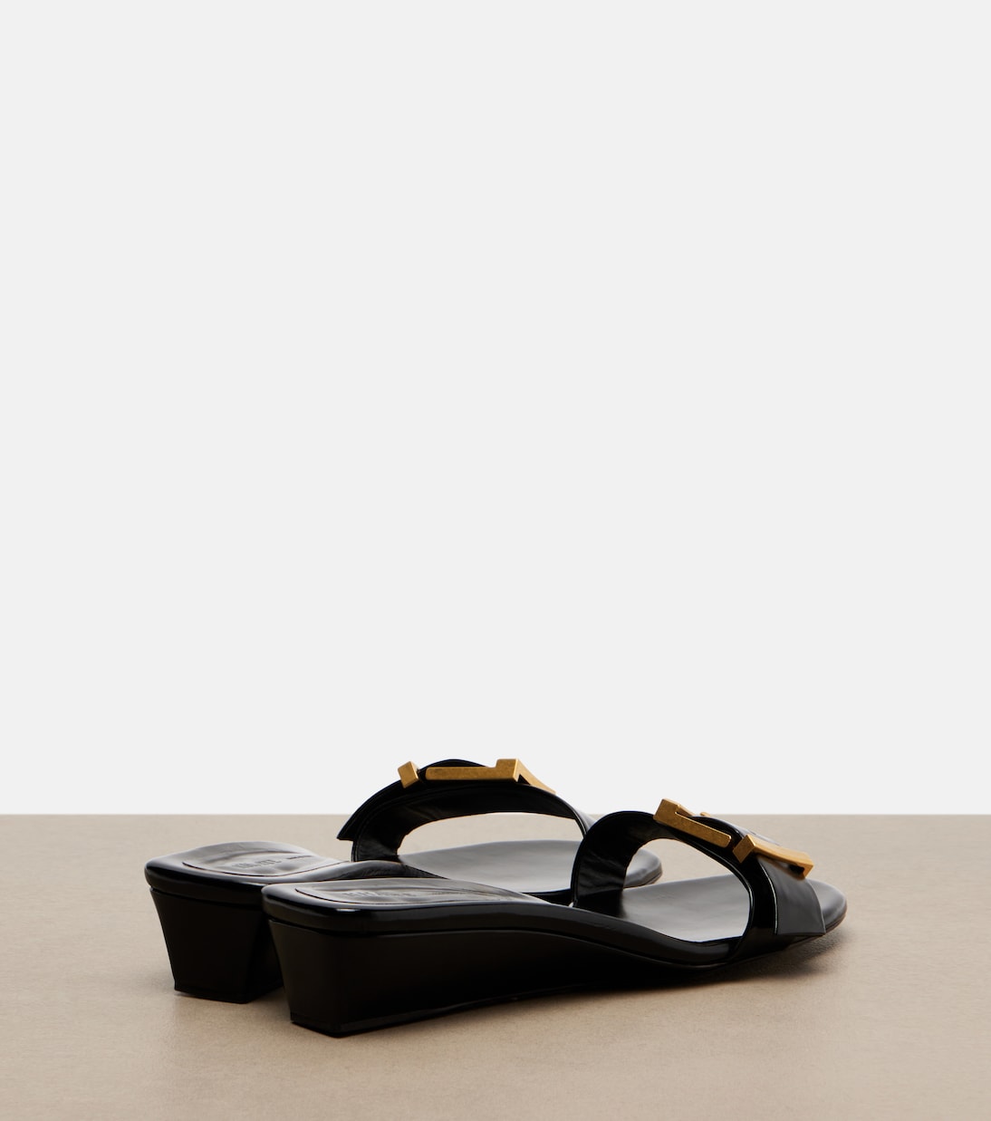 Khaite - Manhattan leather wedge mules
