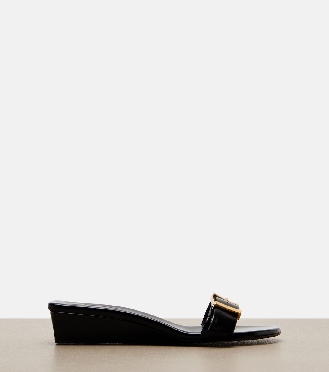 Khaite - Manhattan leather wedge mules