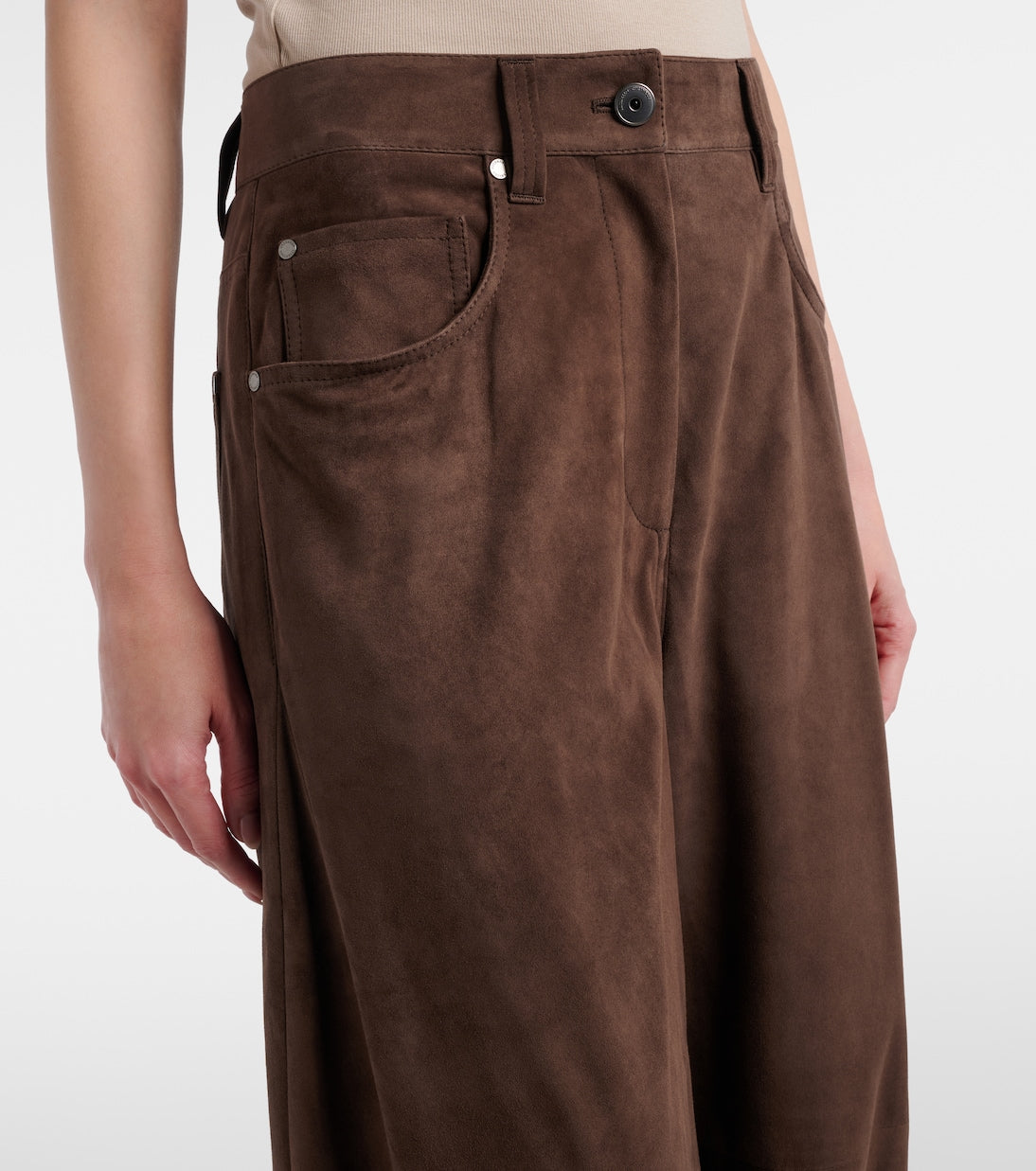 Brunello Cucinelli - Suede wide-leg pants