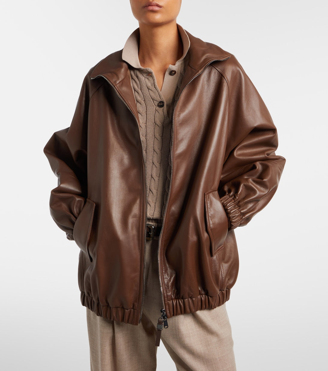 Brunello Cucinelli - Monili leather jacket