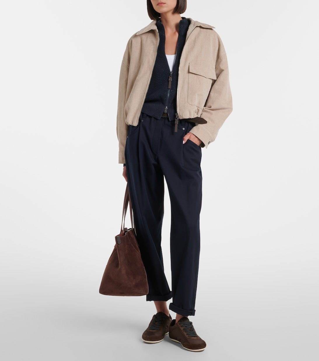 Brunello Cucinelli - Monili cotton-blend straight pants
