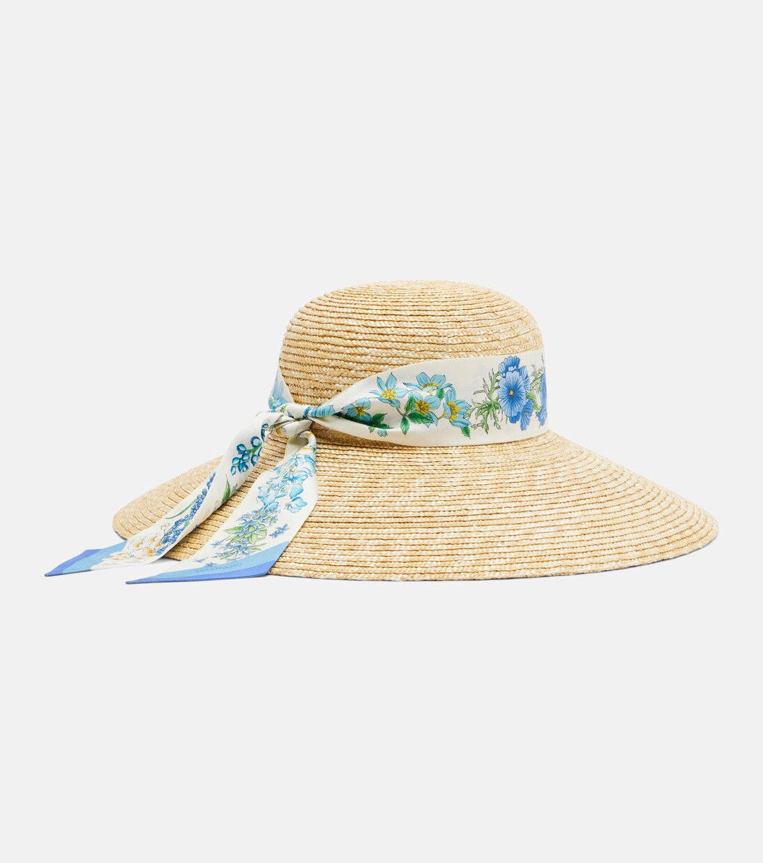 Ferragamo - Scarf-detail raffia sun hat