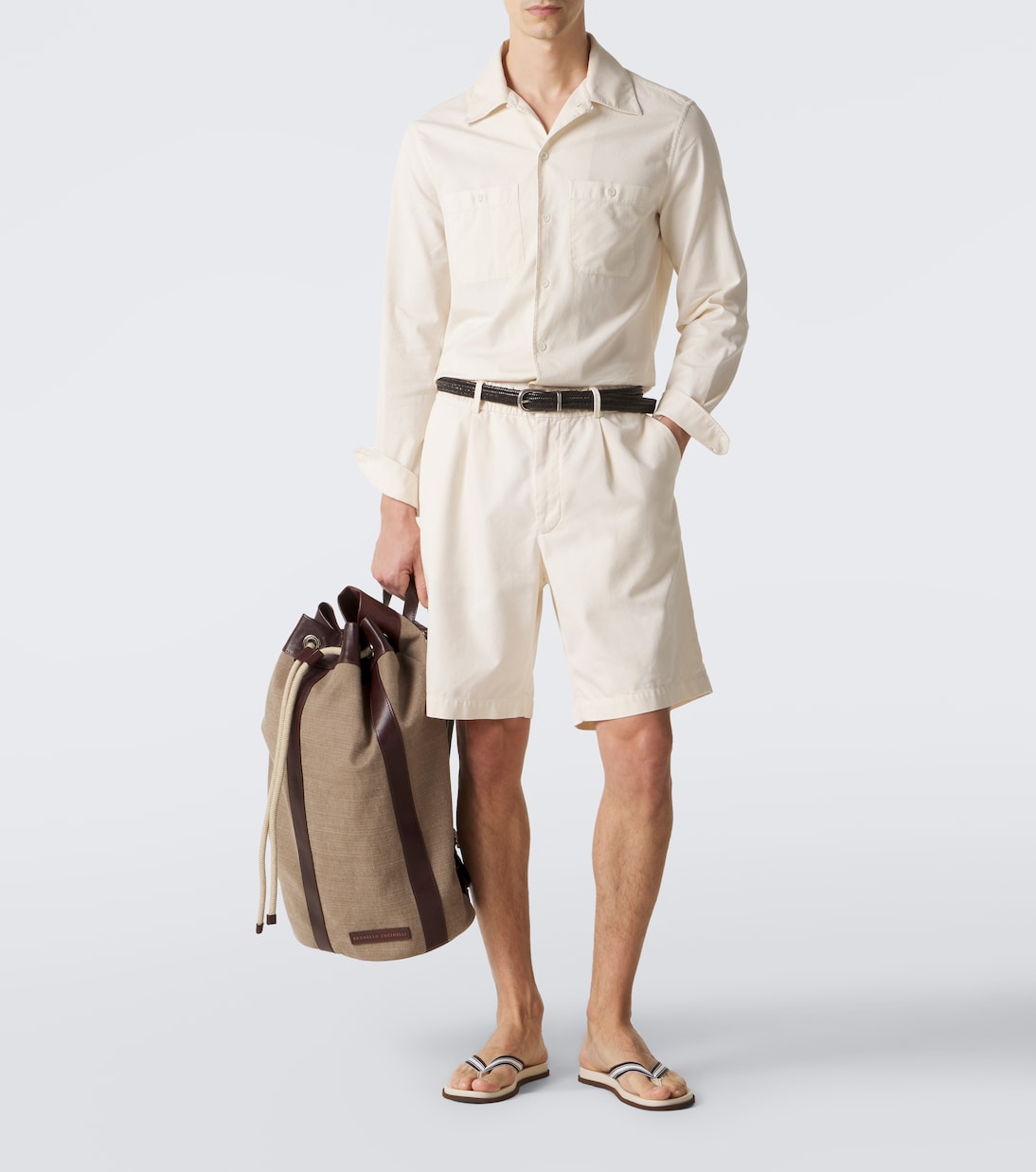 Brunello Cucinelli - Striped thong sandals