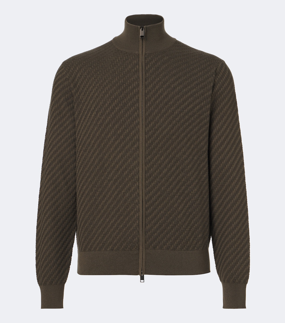 Brioni - Jacquard cotton, silk, and cashmere zip-up sweater