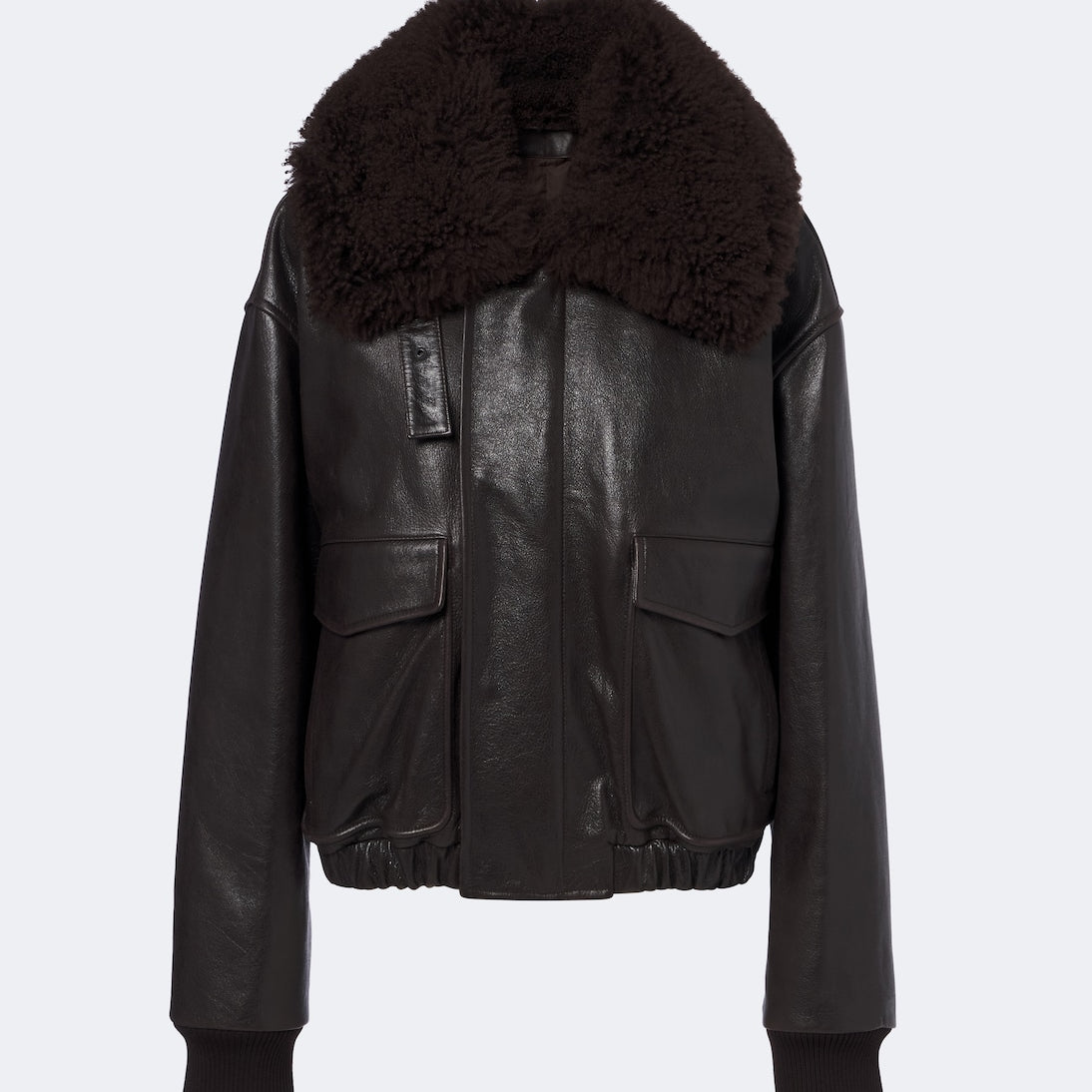 Lemaire - Shearling-trimmed leather blouson jacket