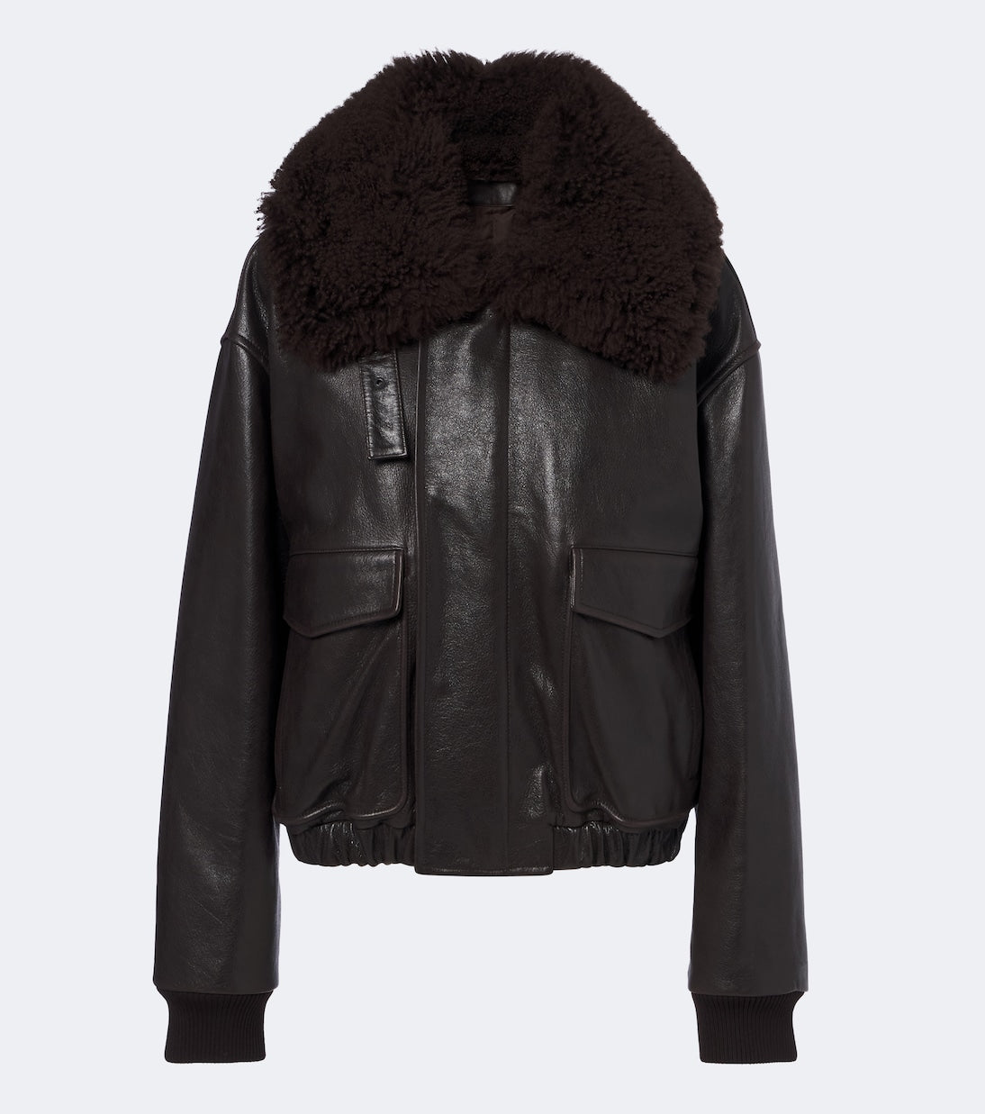Lemaire - Shearling-trimmed leather blouson jacket