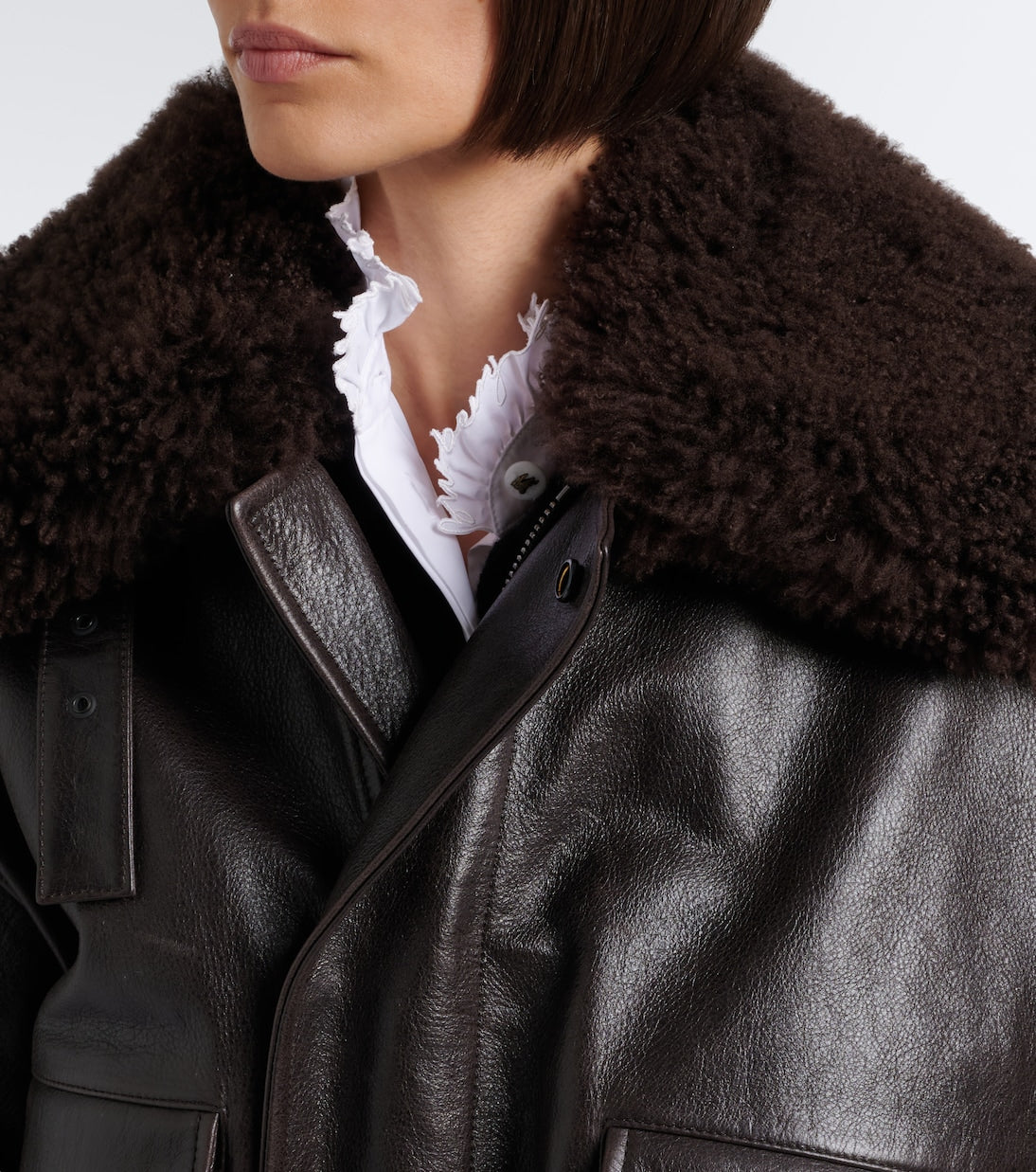 Lemaire - Shearling-trimmed leather blouson jacket