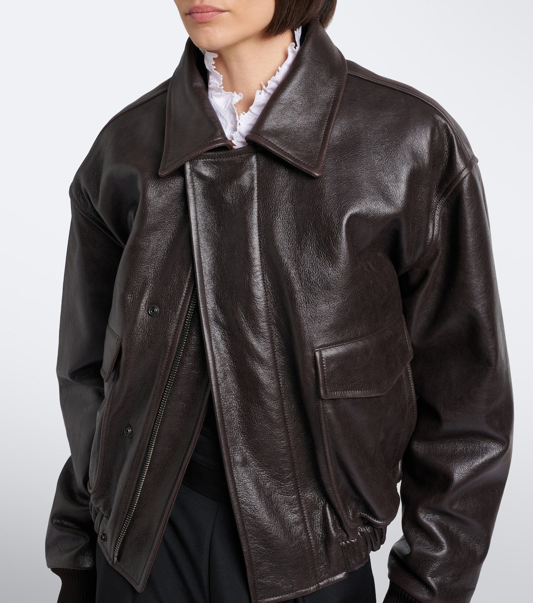 Lemaire - Shearling-trimmed leather blouson jacket