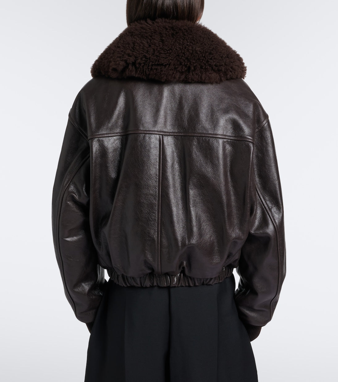 Lemaire - Shearling-trimmed leather blouson jacket