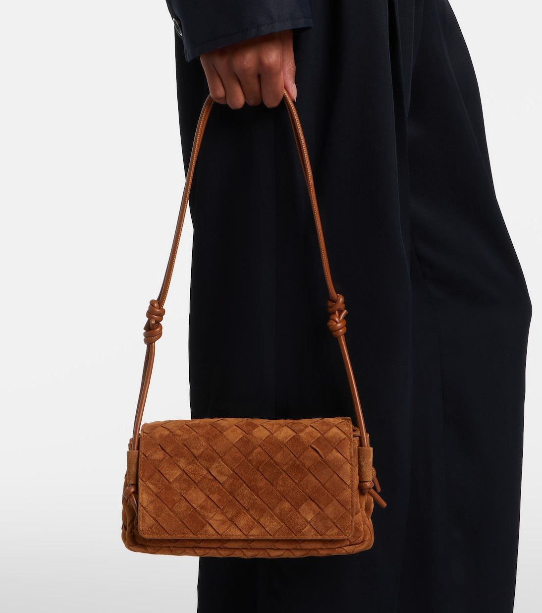Bottega Veneta - Notturno Intrecciato suede crossbody bag