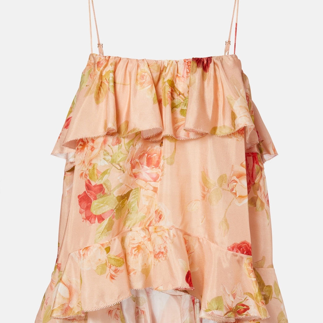 Zimmermann - Roselight floral ruffled silk camisole
