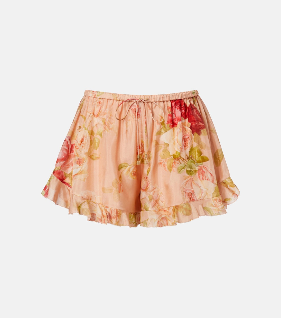 Zimmermann - Roselight floral ruffled silk shorts