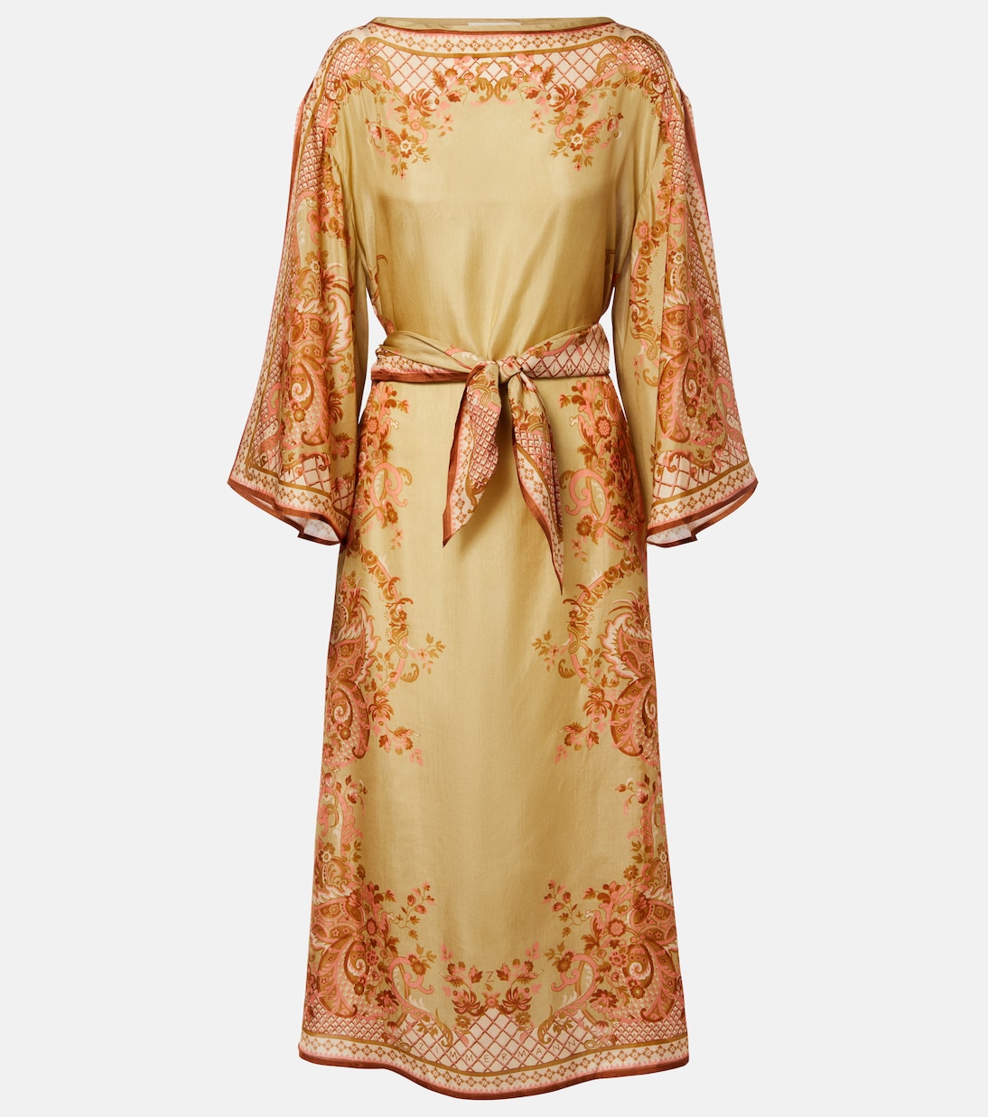 Zimmermann - Belted printed silk midi dress