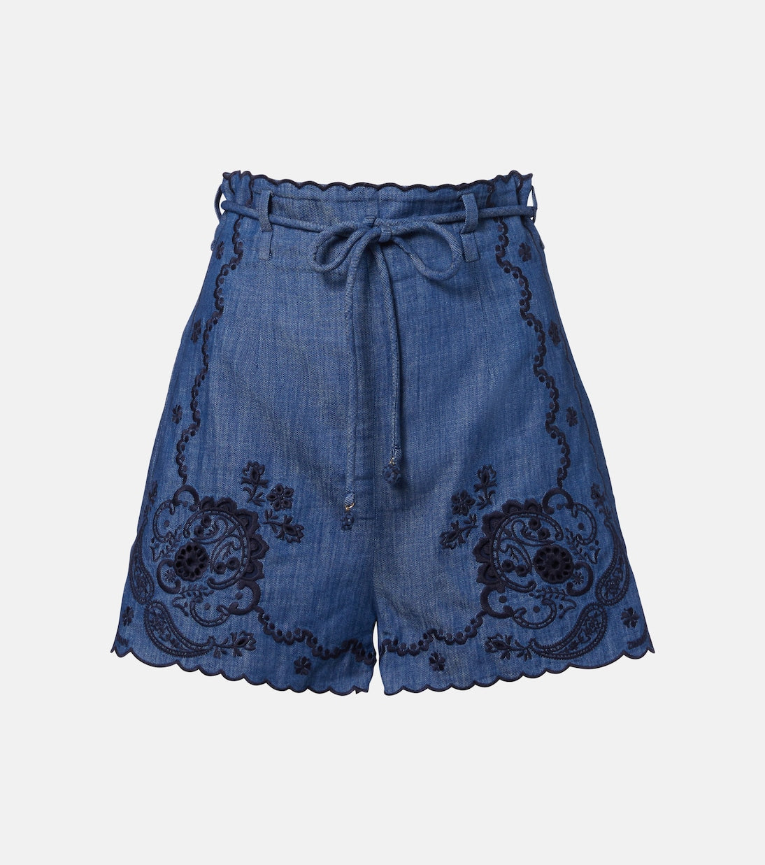 Zimmermann - Aster embroidered denim shorts