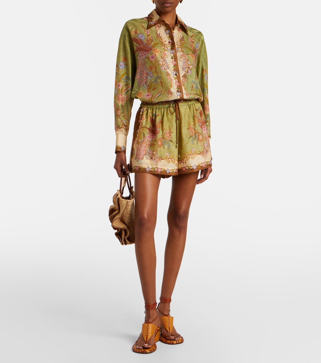 Zimmermann - Indra printed silk shorts