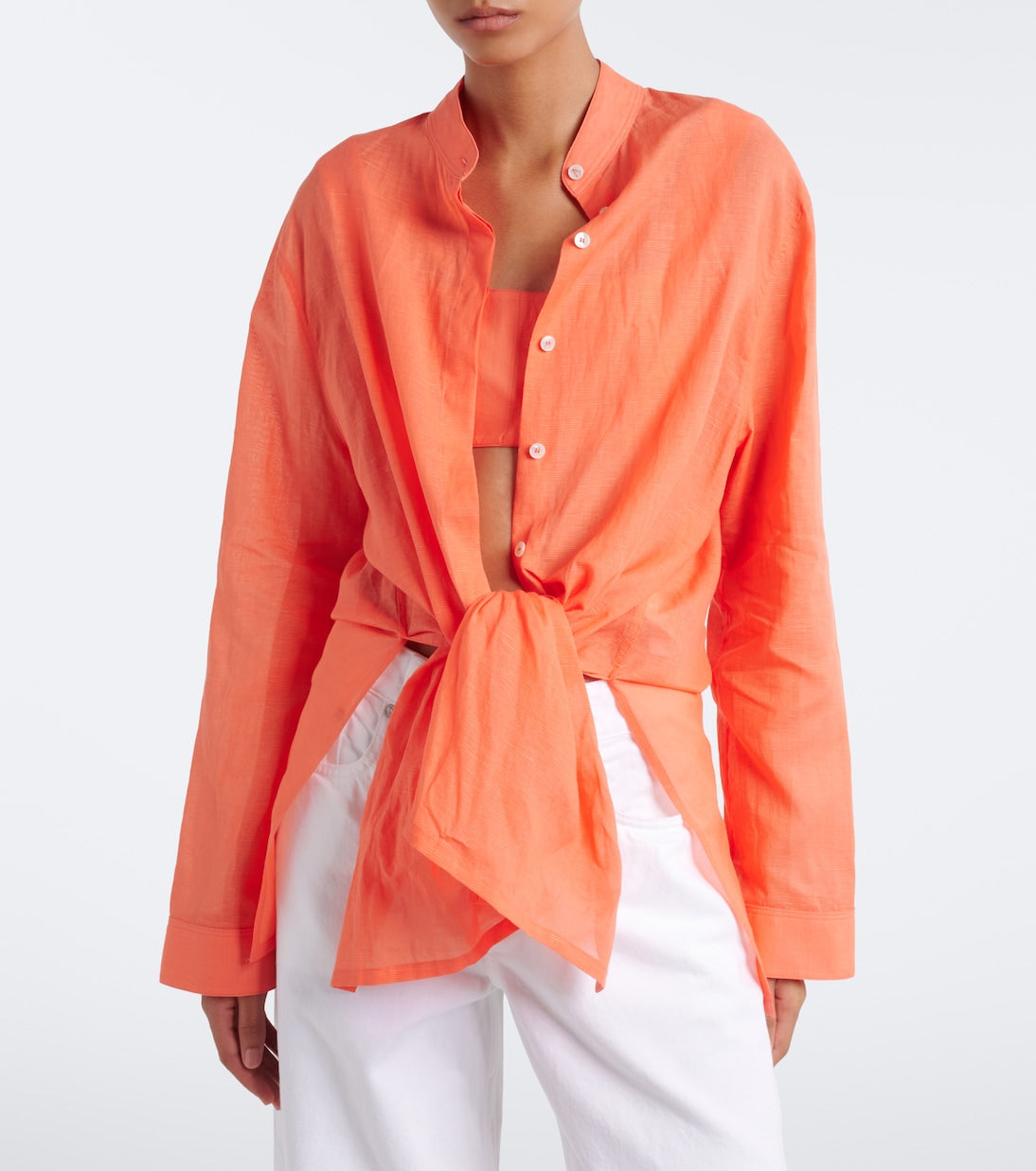 Alaïa - Layered cotton and linen shirt